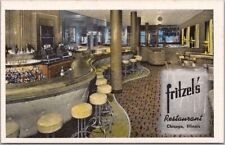 CHICAGO Illinois Postcard FRITZEL'S RESTAURANT Bar View / Kropp Linen c1940s picture