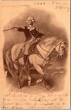 President & Patriotic~Portrait of Washington On Horse B&W~Vintage Postcard JC18 picture