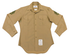 USMC Khaki 2122 Shirt 15 1/2 x 34 Long Sleeve Service Dress Poly/Wool US Marine picture