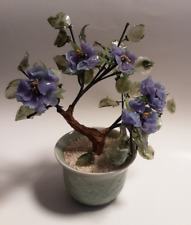 Asian Bonsai Tree Purple Flowers in Celedon Color Pot picture