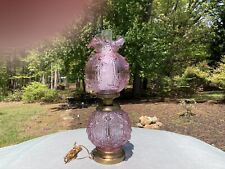 Fenton Glass Cabbage Rose Lavender / Pink Gone With The Wind Lamp 3 Way Lamp picture