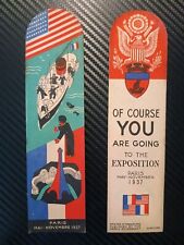 Vintage Paris Exposition 1937 Promotional Bookmark - Free US Shipping picture