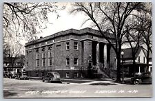 Spencer Iowa~First Church of Christ & Street View~1940s RPPC picture