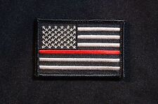 Firefighter Thin Red Line United States Flag Patch Fire & Rescue EMT EMS Hook  picture
