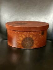 Vintage Oval Paper Box With Sunflowers Stencil picture