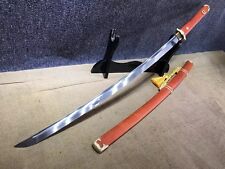 Hand Forged Japanese 9260 Spring Steel Aka Redwood Mokuzi Katana Tachi Sword picture
