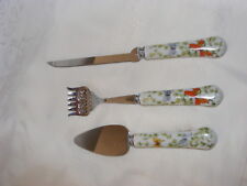 Vintage The Sheffield Co England Prill Stainless 3 Piece Serving Set Bone China picture