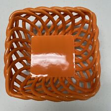 Meritage Lattice Basket Square 7” Bright Pumpkin Orange NWOT picture