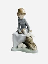 Lladro NAO Porcelain Figurine 1026 Girl With 3 Rabbits Bunnies 1987 Retired picture