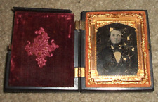 1850's Daguerreotype Ninth Plate  In Case Young Man With Beard & Bowtie picture