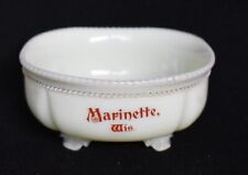 Vintage Souvenir Custard Glass 4 Footed Bowl - marked 