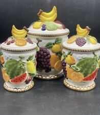 Three Fruit Themed Ceramic Canisters picture