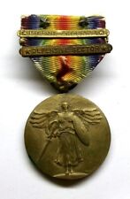 VINTAGE WW I Victory Medal and 2 Battle Bars & 2 Bronze Battle Stars AGED picture