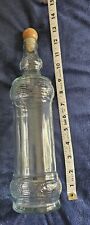 Vintage Glass Bottle with Stopper - 13 inches tall - Raised Leaf Design picture