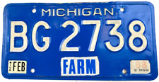 Vintage 1988 Michigan Farm License Plate Man Cave Garage Wall Decor Collector picture