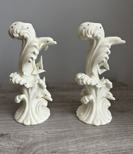 LENOX Jewels Of The Sea Candlesticks RARE Retired Dolphins Crystals Ivory China picture
