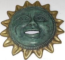 Vintage Smiling Sun Face Brass / Bronze Over 6.5 Pounds Wall hanger picture