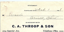 1938 C.A. THROOP & SON COATS-DRESSES CLEVELAND OHIO BILLHEAD STATEMENT Z3458 picture