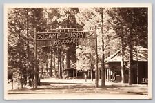 Postcard CA RPPC Camp Curry Cabins Yosemite National Park Main Entrance Gate J2 picture