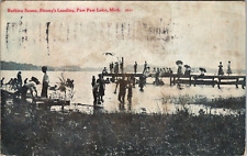 Michigan MI Paw Paw Lake Strongs Landing Bathing Dock Pier  1910s Postcard picture