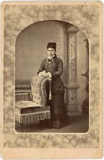 CIRCA 1880'S Stunning CABINET CARD Woman Wearing Gorgeous Victorian Dress picture
