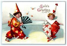 1910 Love Greeting's  Clown Jester Clapsaddle Antique Medford Oregon OR Postcard picture