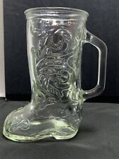Vintage MCM Big Cowboy Clear Glass Das Boot Beverage Mug Tumbler Barware 6