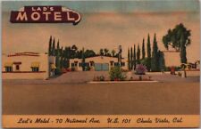 CHULA VISTA, California Postcard LAD'S MOTEL Highway 101 Roadside Linen c1950s picture