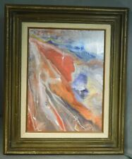 Dynamic MId Century Abstract Oil Painting Red White Blue Mexican Picture Frame picture