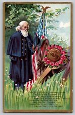 c1910 Decoration Day Patriotic Vintage Postcard Union Veteran Flag Wreath Cannon picture