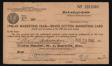 1942-43 White Cotton Marketing Card. Leake County MS Jim Crow Back Americana VTG picture