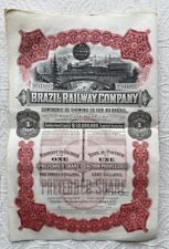 BRAZIL RAILWAY COMPANY Color-printed Engraved Stock Certificate, c. 1910-1912 picture