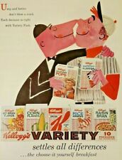 Vintage Life Magazine Ad 1958 Kellogg's Variety Cereal 10 Pack Ad Baseball picture