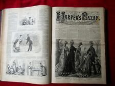 1876 Harpers Bazar Weekly Fashion Womens Newspaper RARE Bound Volume picture