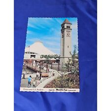 Tower And US Pavilion Postcard Worlds Fair Spokane Chrome Divided picture