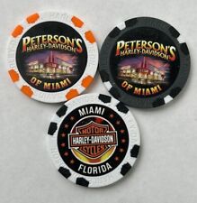 Harley Davidson Wide Print Poker Chip Peterson's HD of Miami, Florida   (Pick 1) picture