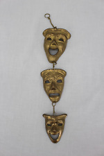 Vintage Comedy Tragedy Wall Hanging Cast Brass Mask Decor picture