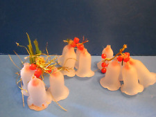 3 vintage frosted glass bell cluster Christmas ornaments. 12 - 1.5