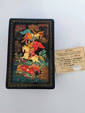 1984 Vtg Russian Kholui Lacquer Box Hand Painted Fairy Tale Signed 6