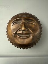 Carved Wood Mask Top Woven Trinket Basket UNUSUAL Stunning Piece picture