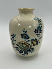 Vintage Lenox Pagoda Blue and Gold Trim Vase 6