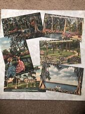 Set Of 6 Vintage Linen Postcards From Cypress Gardens Florida picture