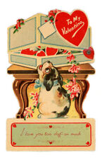 c. 1930s Die-Cut Mechanical Valentine. Little Dog Gets A Big Surprise picture
