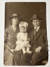 1910 DALLAS TEXAS Family in Hats BABY with HUGE BONNET Vintage Photo picture