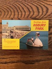 Vintage Asbury Park NJ Post Card Boardwalk Amusement Swan Boat Lake Ride UNused picture