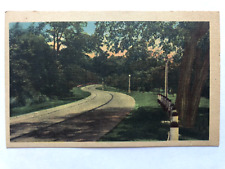 Country Road Highway at Sunset/Sunrise Lamp Post Guard Rail Forest Tree Postcard picture