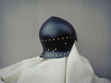 Medieval Knight Steel Blackened Sallet Helmet LARP Reenactment picture