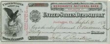 Merchants' National Bank Check - U. S. Treasury Bonds, etc. picture