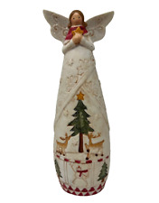 St. Nicholas Square Christmas Angel With Reindeer Figurine Folk Art picture