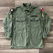Vintage Vietnam OG 107 Cotton Sateen Utility Shirt Fatigue US With Patches picture